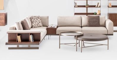 Modernes Beiges Ecksofa Luxus L-Form Couch Stoffsofas Wohnzimmermöbel