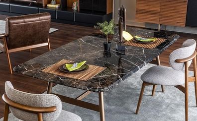Esszimmertisch Esstisch Tisch Essecke Marmor Schwarz Esszimmer Design