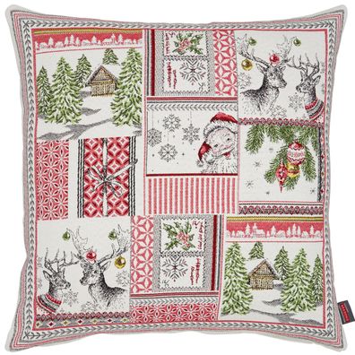 Kissenbezug Weihnachten 45x45 Santa Kissenhülle Gobelin Weihnachtskissen Sofa