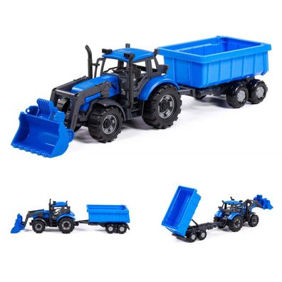 Polesie Spielzeug-Traktor 91833 Frontlader Kippanhänger Schwungantrieb Radlader