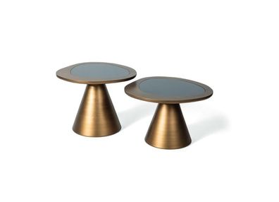 Couchtisch 2x Rund Gold Tisch Beistelltisch Luxus Möbel Tische Wohnzimmer