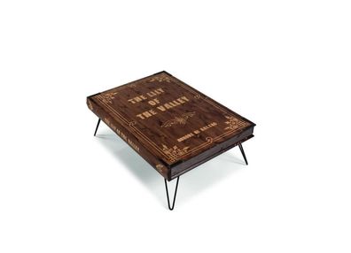 Design Couchtisch Braun Buch Modern Möbel Luxus Wohnzimmer Holz Tisch