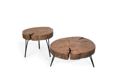 Modern Holz Couchtische Rund 2x Couchtische Möbel Design Wohnzimmer Neu