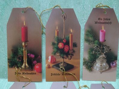 6 alte Geschenkanhänger Horn Verlag edle Kerzenständer Nostalgie Vintage Weihnachten