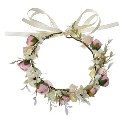 Clayre & Eef Haarband Mädchen Weiß Kunststoff Blumen