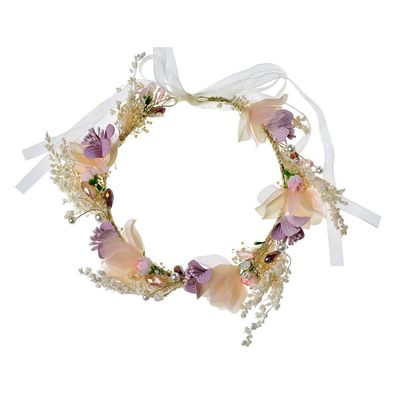 Clayre & Eef Haarband Damen Weiß Violett Kunststoff Blumen