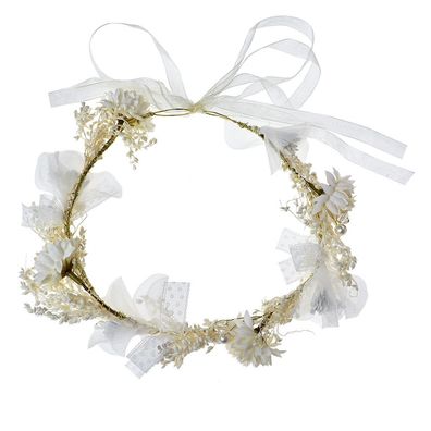 Clayre & Eef Haarband Mädchen Weiß Kunststoff Blumen