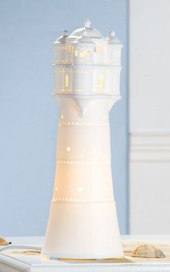 Gilde Porzellan Lampe "Leuchtturm" - Höhe 35 cm