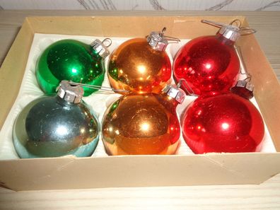 Baumbehang, Weihnachtskugeln, Christbaumkugeln -6 bunte alte Weihnachtskugeln