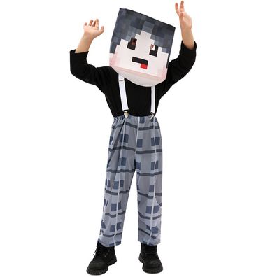 4er-set Spiel Minecraft Cosplay Kostüme Kastenmann Kinder Halloween Party Showanzug