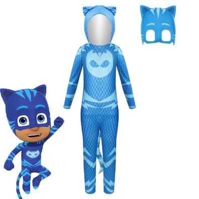 2er-set PJ Masks Catboy Octobella Cosplay Jumpsuit mit Maske Kinder Halloween Onesie