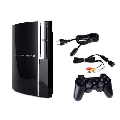 PS3 Konsole Fat 40 GB Modell Nr. Cechg04 in Schwarz + Stromkabel + 3-Cinch-Kabel ...