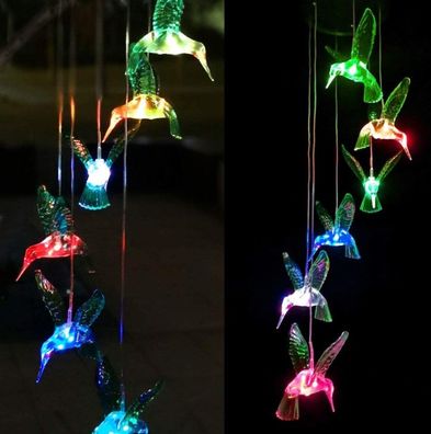 Solar Windspiele - Kolibris für Draußen, Farbwechsel LED Dekorative Lichter