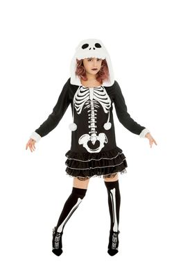 Skelett Kleid für Mädchen Geisterkostüm Zombie Gr.140 152 Halloween Karneval