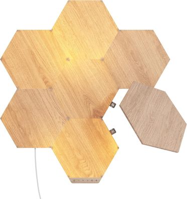 Nanoleaf Elements Wood Hexagons Stimmungslicht Wood Look Starter Kit 7 Panele braun