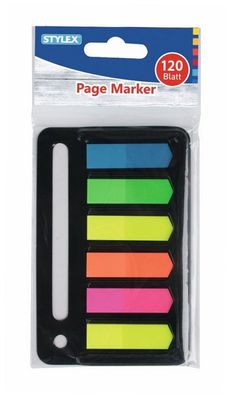 Stylex 31298 Page Marker, 120 Flaggen Neonfarben auf Kunststoffhalter