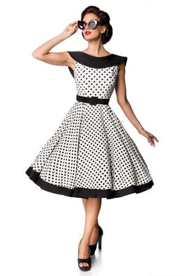 Belsira 50124 Belsira Premium Vintage Swing-Kleid Gr.2XL, weiß/ schwarz