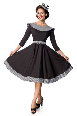 Belsira 50172 Premium Vintage Swing-Kleid Gr. L, schwarz/ weiß