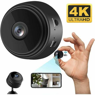 Mini-Spionagekamera, 4K-HD-WLAN-ßberwachungskamera, ßberwachungskamera(Schwarz)