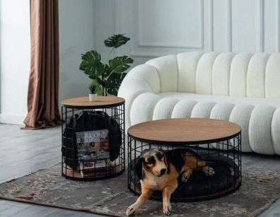 Design Set 2x Couchtisch Hundehütte Luxus Möbel für Wohnzimmer Couchtische