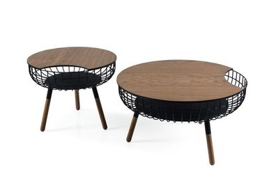 Stilvoll Doppel Set 2x Couchtisch Design Wohnzimmertisch Braun Tisch