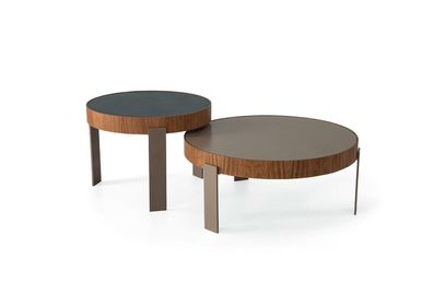 Designer Couchtisch Set 2x Couchtische Wohnzimmer Holz Möbel Modern Runde Tische