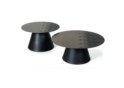 Set 2x Couchtisch Designer schwarzer Farbe Wohnzimmertisch Tische Neu