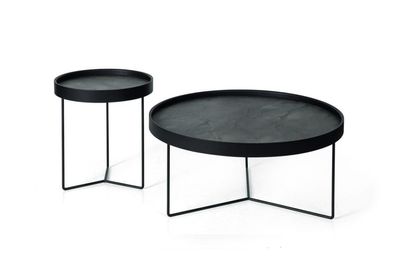Couchtisch 2x Wohnzimmer Kaffee Tisch Schwarzer Edelstahl Beistelltische Tische