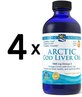 4 x Arctic Cod Liver Oil, 1060mg Orange - 237 ml.