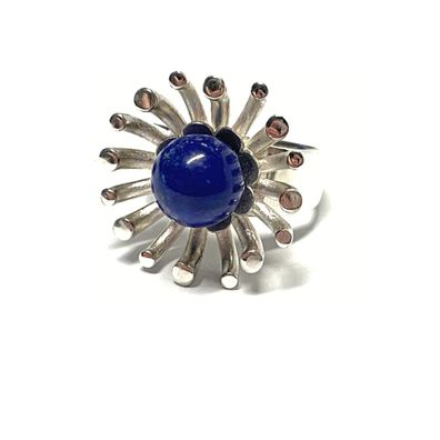 Ring Silber 925/ - Lapis Lazuli Kugel 10mm Handarbeit Unikatschmuck #61