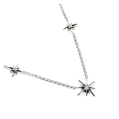 Kette 925 Silber poliert Polarstern Zirkonia Collier Halskette 43-46cm