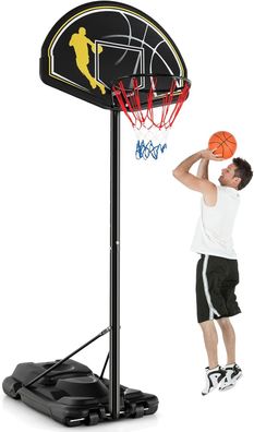 Basketballständer 130-305 cm höhenverstellbar, Basketballkorb Outdoor mit Rädern