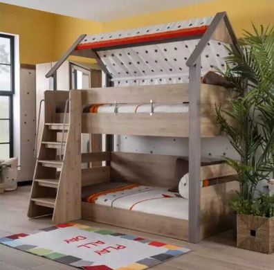 Etagenbett Kinderbtt Bett Bettrahmen Kinderzimmer Holz Braun Design