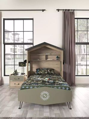 Komplette Kindermöbel Kinderbett Bett Holz Grün Set 2tlg Nachttisch