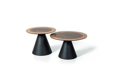 Luxus Doppel Set 2x Couchtisch Holz stil Wohnzimmer möbel Schwarzer Tisch