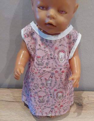 Rosa buntes Kleid für Puppen in der Gr 40-45 cm