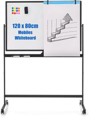 Doppelseitiges mobiles Whiteboard, höhenverstellbares magnetisches Whiteboard