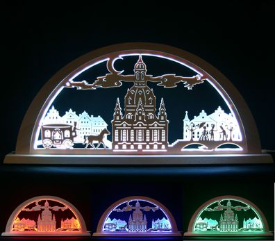 LED-Schwibbogen Dresden Frauenkirche Stadtlicht 16 Farben möglich Erzgebirge