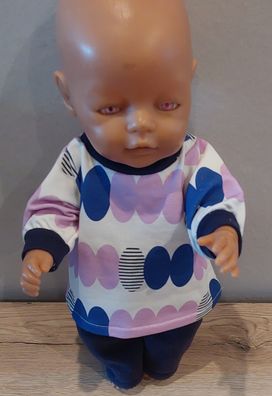 Bunter Pullover mit dunkel blauer Hose für Puppen in der Gr. 40-45 cm
