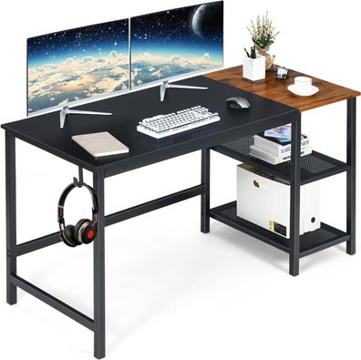 Computertisch 150cm, Schreibtisch mit herausnehmbaren Ablagefächern, PC Tisch