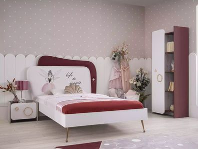 Mädchen Bett Kinder Schlafzimmer Möbel Weißes Kinderbett Holzgestell