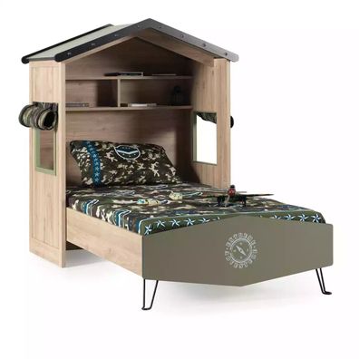 Design Bettrahmen Bett Holz Grün Jungen Kindermöbel Kinderbett Modern