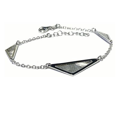 Armband 925/ - Sterling Silber rhodiniert modern Dreieck strukturiert 18-20cm