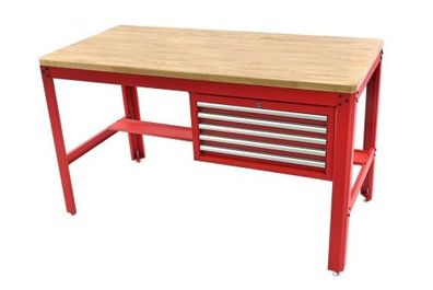 Werkbank Arbeitstisch 156x76cm 5 Schubladen rot Werkstatt Ausstattung Tisch