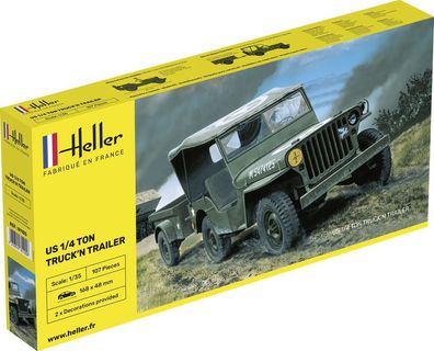 Heller US 1/4 Ton Truck´n Trailer in 1:35 1000811050 Glow2B 81105 Bausatz