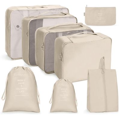 Packwürfel, Gepäck-Organizer für Reisezubehör, gebrochenes Weiß