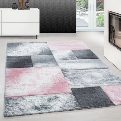 Teppich modern design Teppich Rechteckig Kurzflor Kariert Meliert Pink