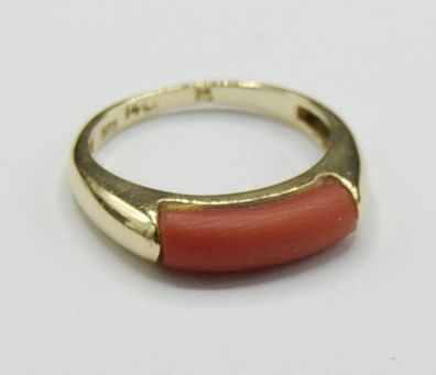 Bandring Ring Koralle mit Patina 585 Gold