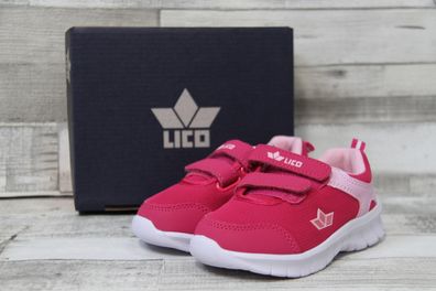 LICO Mädchen Klett-Sportschuh pink/ rosa mit weißer Laufsohle