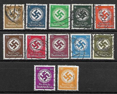 Deutsches Reich gestempelt Dienstmarke Michel-Nummer 132-143